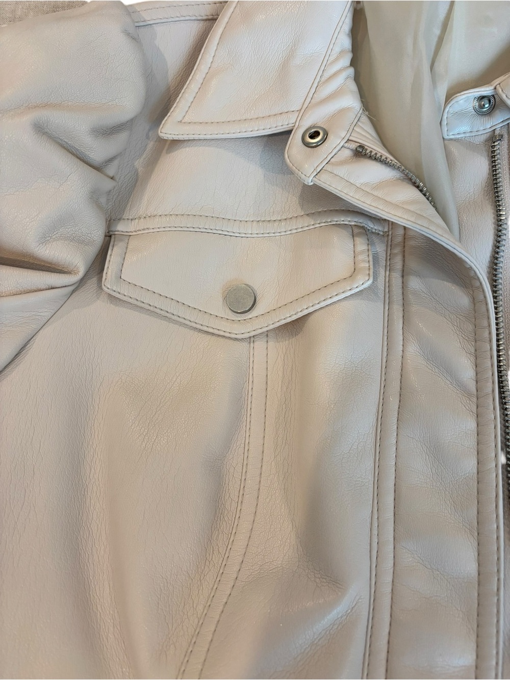 Jonathan Simkhai Standard Wyatt Vegan Leather Jacket in Ecru Women Small - Picture 6 of 9